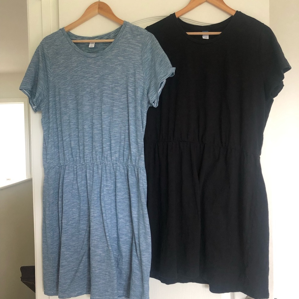 Lot of 2 Old Navy Defined waist slub knit t shirt dresses